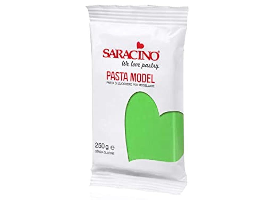 Saracino Pasta Fondant Model Verde Claro para modelar De 250 g Sin Gluten Made in Italy dQ4GVnaa