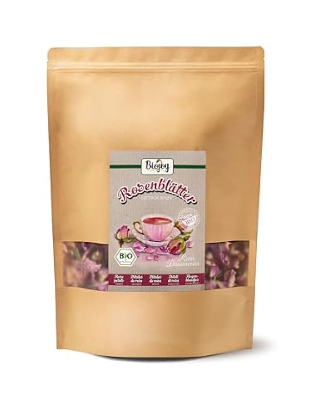 Biojoy Pétalos de Rosa Orgánicos (200 gr), secos y comestibles, ideal para Infusión (Rosa Damascena) 39MGIQsa