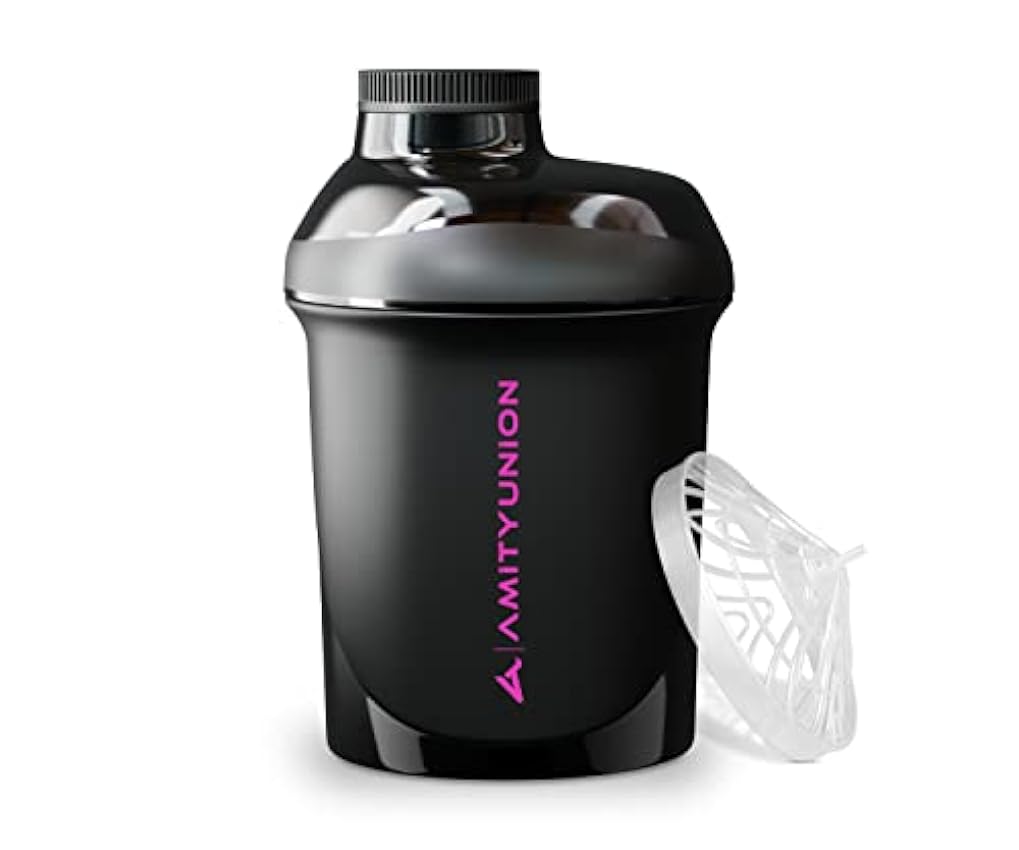 Agitador de proteínas pequeño 400 ml Black Purple Deluxe - AMITYUNION ORIGINAL - Agitador de proteínas a prueba de fugas para bebidas proteicas, batidos de proteínas y dietéticos - Fabricado en Europa ejmsyNNf