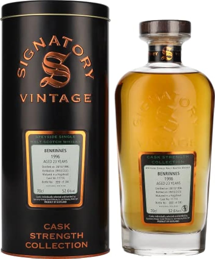 Signatory Vintage BENRINNES 23 Years Old Cask Strength 1996 52,6% Vol. 0,7l in Tinbox dWubZ9AD