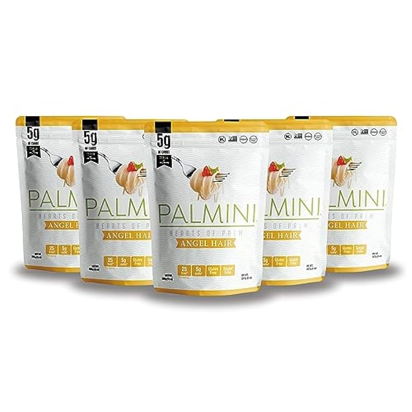 PALMINI Pasta Angel Hair - Palmito – Bajo en calorías – Bajo en carbohidratos – Keto - Vegano – Libre de OGM – Libre de Gluten – Sin azúcar – 338g | (Pack de 6 unidades) F9WlG0RU