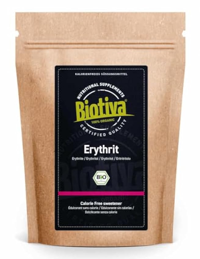 Biotiva Eritritol orgánico 800 g - sustituto de azúcar sin calorías - endulzante de mesa para comidad y bebidas, para cocinar y para hornear - llenado y verificado en Alemania (DE-ÖKO-005) DkYcJKWF