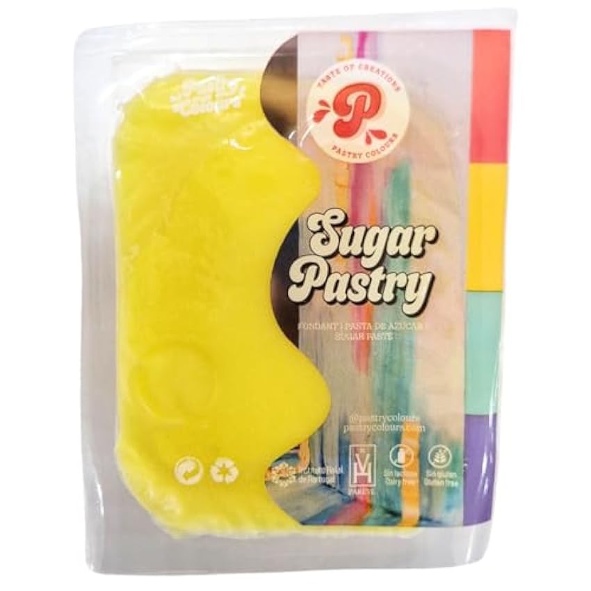 PASTRY COLOURS - Fondant Amarillo Limón - Cobertura para Tartas - Pasta de Azúcar Maleable y Fácil de Manipular - SugarPastry - 250 Gr (Amarillo Limón) 2Lg4qSXo