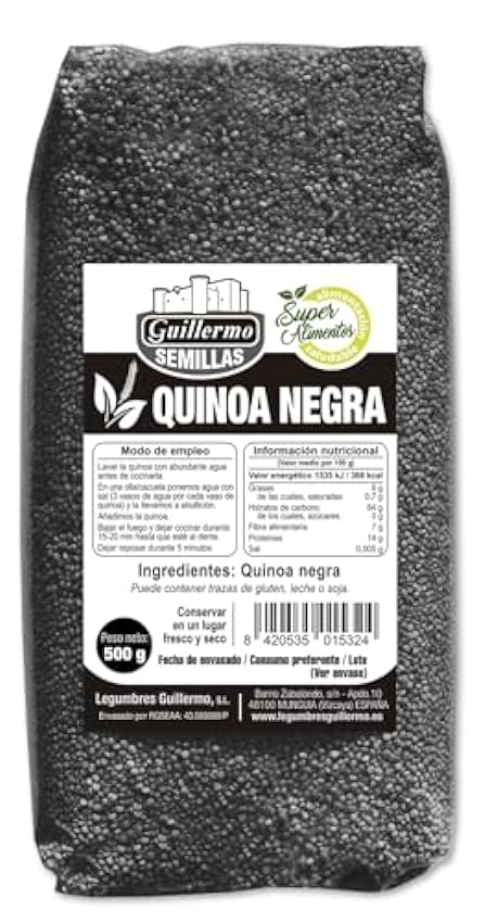 Guillermo | Quinoa negra - Paquete 500 g. | Contiene li