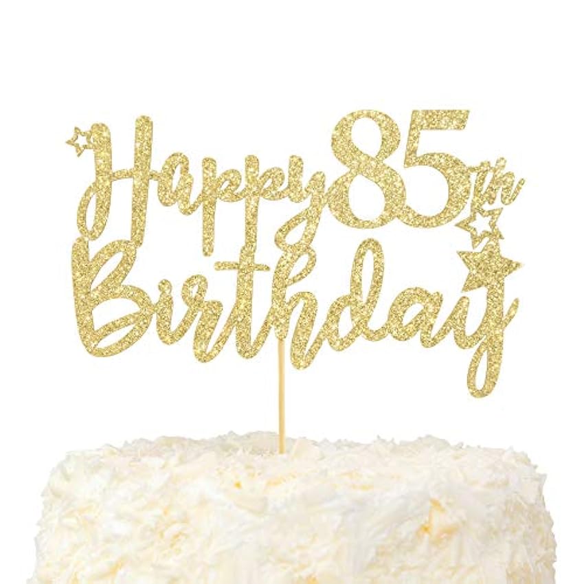 LOVENJOY Happy 85th Birthday Cake Topper 85 y Fabuloso Decoración Para Tarta de Cumpleaños Purpurina Dorada Adorno Para Tarta de Cumpleaños ANKfN1F8