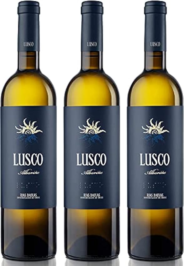 Lusco Albariño - Vino Blanco D.O. Rías Baixas - 3 botellas de 750 ml - Total: 2250 ml cobHSONY