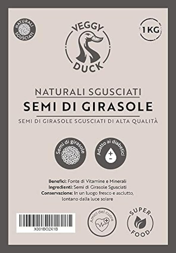 Veggy Duck - Semillas de Girasol Peladas Naturales (1Kg) - Crudas | Ricas en Vitamina E y Omega6 eDoEogjE