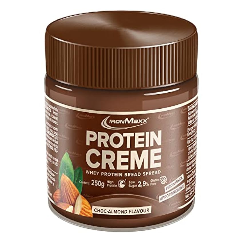 IronMaxx Crema Proteica - chocolate almendra 250g |crema para untar rica en proteínas | bajo en carbohidratos y azúcares, apto para una nutrición sana eYEv0GeG