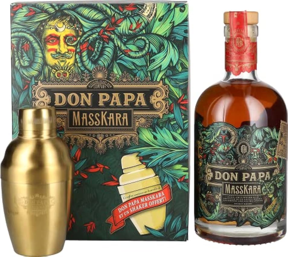 Don Papa MASSKARA 40% Vol. 0,7l in Giftbox with Shaker BkhKQHAR