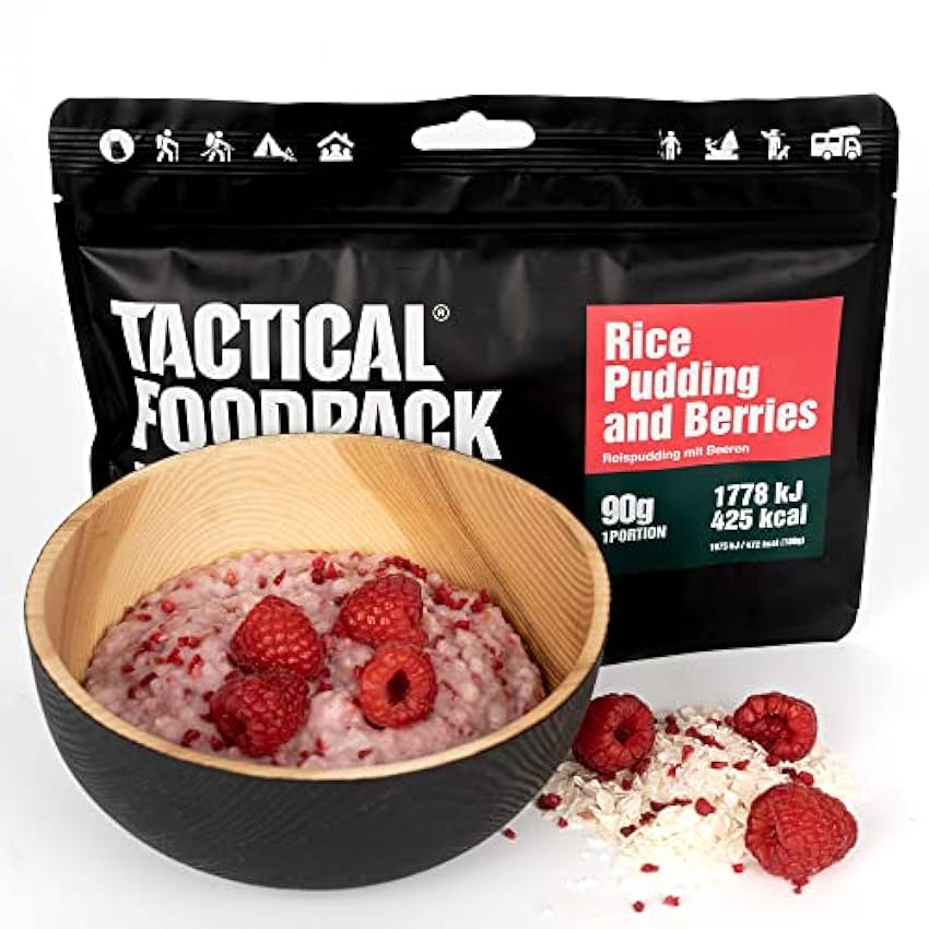 Tactical Foodpack Rice Pudding and Berries multipack - 25 platos liofilizados, sabrosos y fáciles de preparar en todas las condiciones. cdRuhoUb