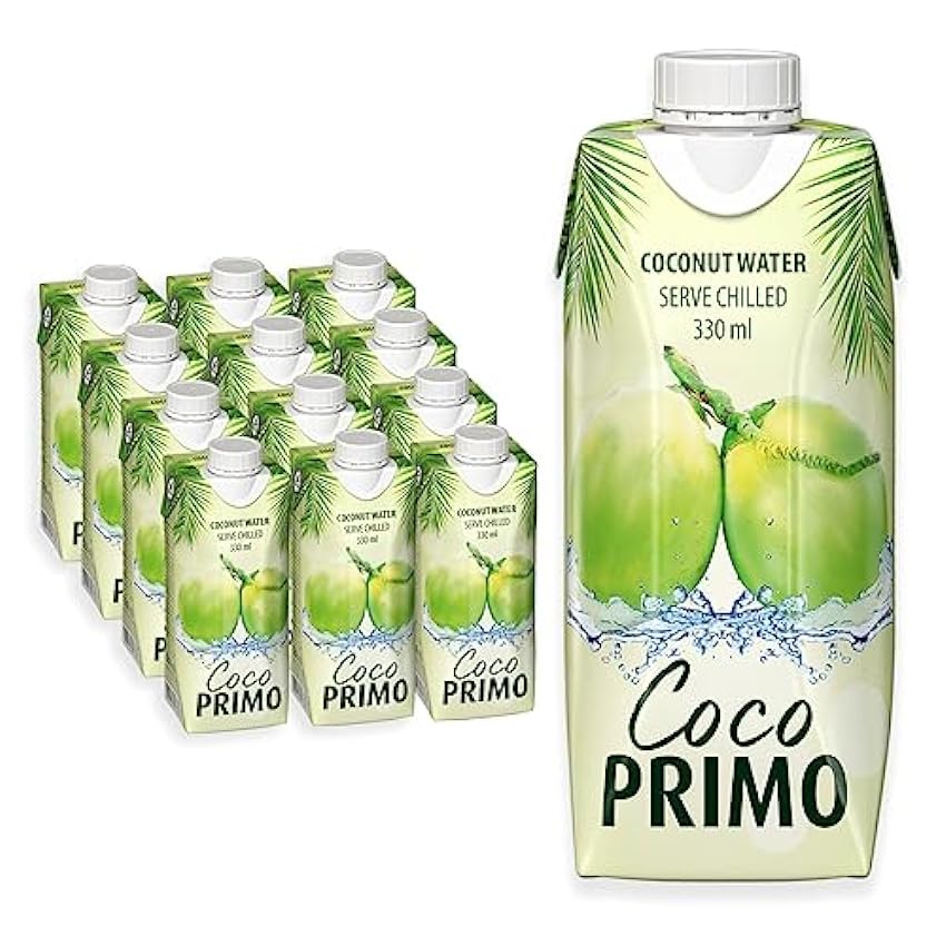Coco Primo, agua de coco pura, refrescante, natural. 12 x 330 ml 9yI7VUqe
