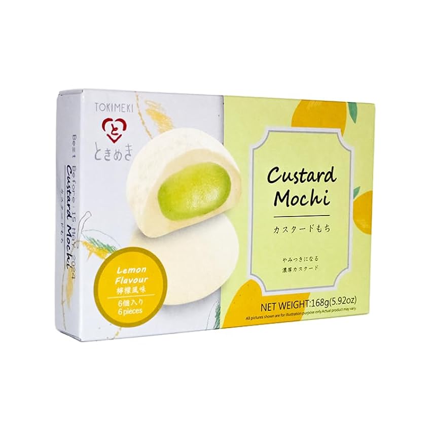 TOKIMEKI Premium Custard Mochi – Sabor Lemon – Paquete de 168 g + Heartforcards® Protección de envío bqtM8zG3