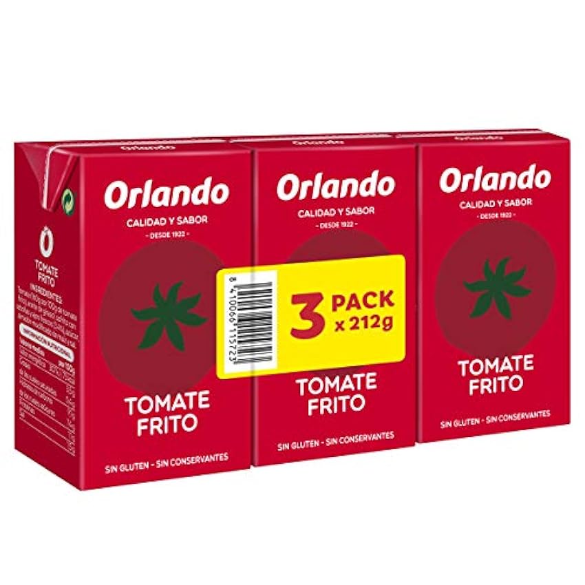 Orlando - Tomate Frito Clásico, Brik De 3 x 212 g - [Pack de 9 x 3] drxb4nMG