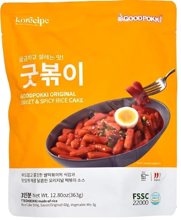 K-Quick Tteokbokki, comida callejera coreana, Ricenoodles con salsa, para dos personas, picante medio, fabricado en Corea, 1 x 363 g 3uwv9eJ6