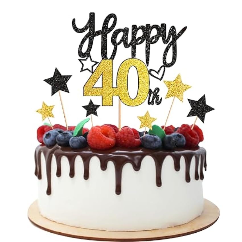 Joyeah Decoración para tarta de cumpleaños número 40, c
