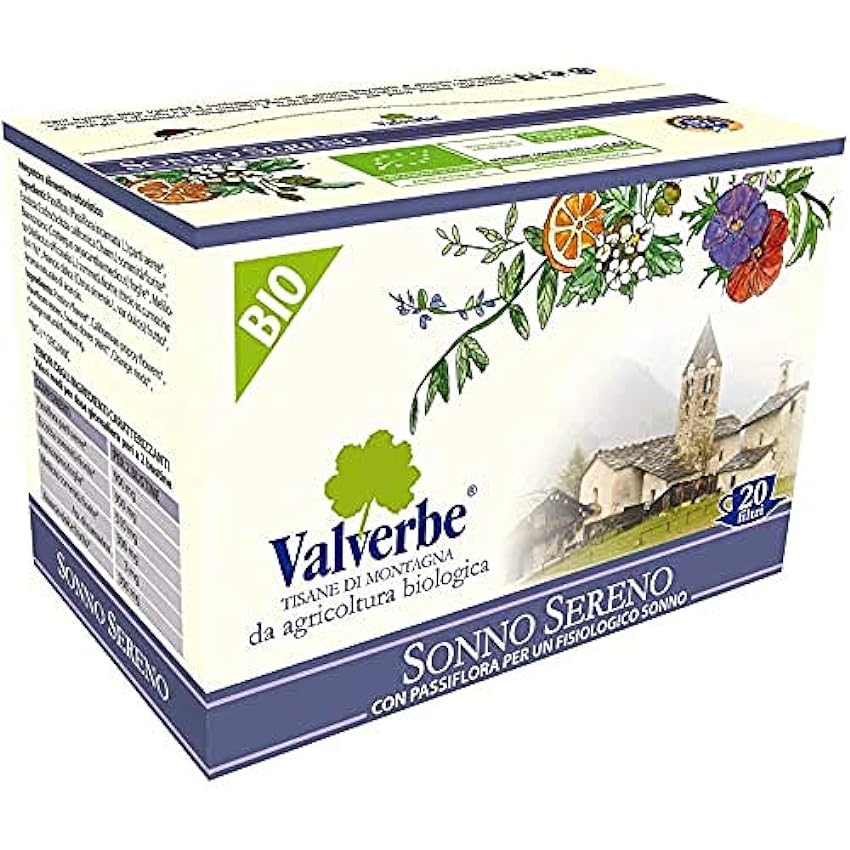 Valverbe Tisane - Sereno biológico para dormir, 20 filtros, paquete de 6 - 180 g 10ZzL3NY