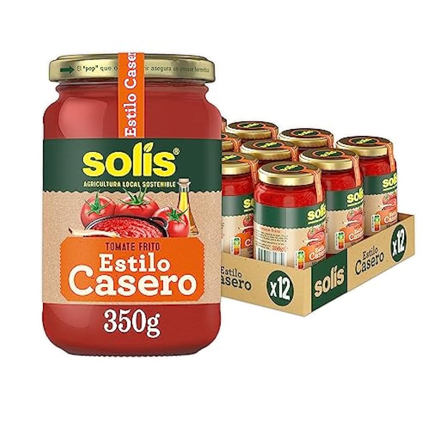 SOLIS Tomate Frito Estilo Casero Frasco Cristal - Pack de 12 x 350g - Tomate sin gluten 8zJQPw9u