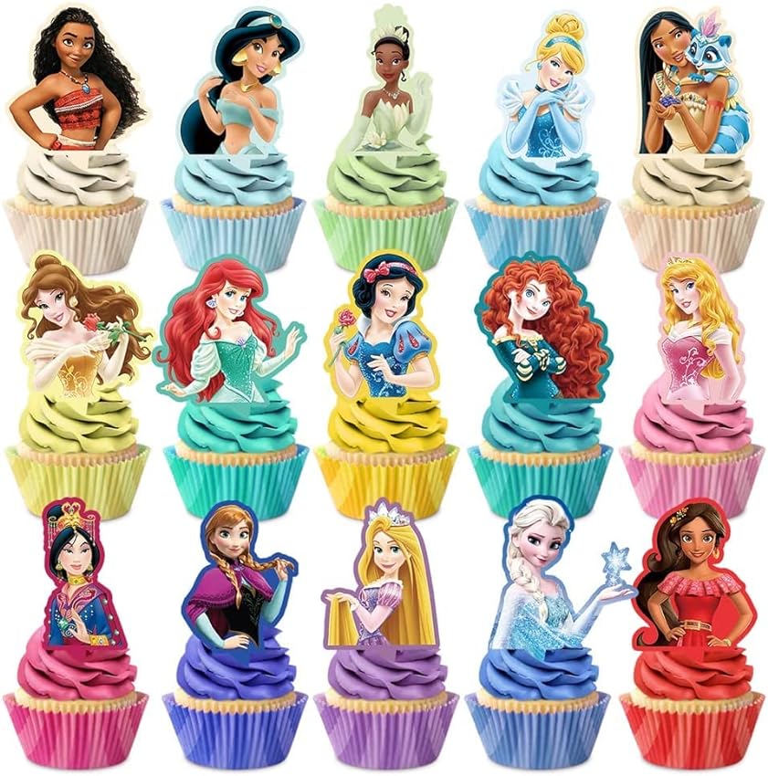 Princesas Decoracion Tarta Cumpleaños, Topper Tarta Princesa Cake Topper 30 Pieza Cupcakes Decoracion para Fiesta de Chicas f4A7QxDz